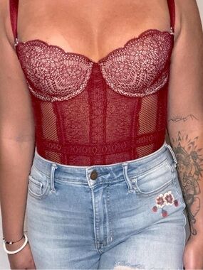 Victorias Secret Burgundy Lace Corset
